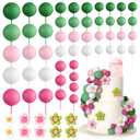 Bouiexye 61 Pcs Boho Cake Topper Balls Decorations Mini Balloon Cake Topper Retro Hippie Daisy Flower Acrylic Cake Topper for Birthday Party Wedding Rainbow Baby Shower (Pink Green)