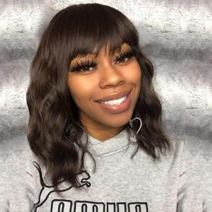 Ucubb Short Curly Wig with Bangs for Women 14 Inches Dark Brown Wavy Bob Wig Synthetic Heat Resistant Fiber Wigs (Dark Brown)