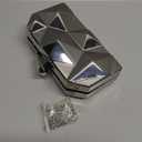 Women Lattice Pattern Metal Evening Clutch Bag,Geometric Evening Clutch Purse Handbag With Chain Strap (Small, Silver)