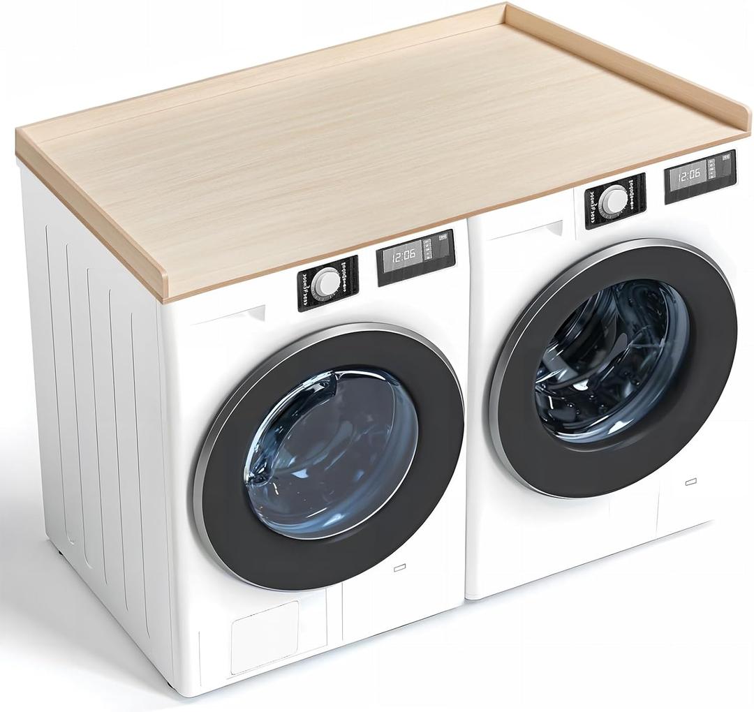 LMP Washer Dryer Countertop, 27.5" x 54" Laundry Room Wood Topper, Laundry Wood Shelf Topper with Edge, Washer and Dryer Countertop for Laundry Room Organization(Oak)