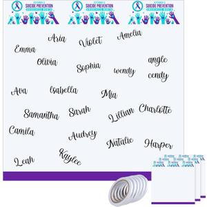 4 Pcs Suicide Prevention Posters Teal and Purple Ribbon Suicide Awareness Autograph Poster 5 x 5ft Photo Props Backdrop Motivational for Fundraiser Charity Event School Social Public Activity Supplies