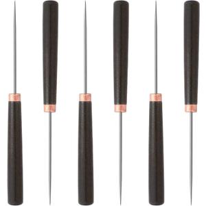 6Pcs Scratch Awl Tool, Awl Tool with Wooden Handle, Leather Punch Tool for Leather Craft, Leather Drilling, Manual Punching, Daily Sewing, DIY Handmade