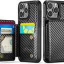 Vinich for iPhone 15 Pro Max Wallet Case with Card Holder, RFID Blocking Credit Slots Kickstand Shockproof Phone Cover Fit for iPhone 15 Pro Max 6.7" Carbon Black