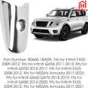 Door Handle Cover Fit for NISSAN Armada 2017-2020 80646-1BA0A for Infiniti QX60 QX70 QX80 2014-2019 EX35 FX35 FX50 QX50 QX56, Left Driver Front Outside Exterior Car Door Handle Escutcheon with Keyhole