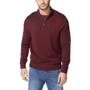 Nautica Men's Quarter-Zip Sweater (Large, Royal Burgundy)