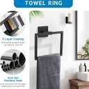 5 Pieces Bathroom Hardware Accessories Set Black Towel Bar Set Towel Holder Racks Set for Bathroom,SUS304 Stainless Steel,Wall Mounted 23.6-Inch