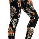 QIVICIMA Womens High Waist Workout Leggings Halloween Christmas Gym Plaid Printed Tummy Control Yoga Pants with Pockets (Small, 1 A9 Halloween)