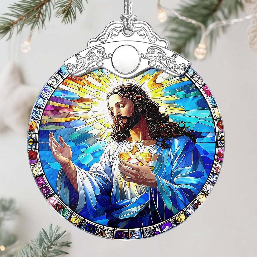 Jesus Christ Ornament, Christmas Ornament, Christmas Decoration, Religious Holiday Decor, Gifts for Christian, Religious Gifts, Gift Exchange, Gift Idea - Pattern A, Set Of 3