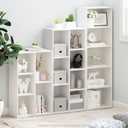 Furinno LUDER Book Shelf, 5-Cube Bookshelf, Reversible Bookcase, 9.4 x 19.5 x 31.5, Easy Assembly, for Living Room, Bedroom, Home Office, White