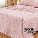 JSD Pink Paisley Floral Sheet Set Cal King, 4 Piece Soft Printed Microfiber Sheets Extra Deep Pocket
