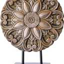 Small Wood Colour Minimalist Round Statue Above Cabinet Decor Kitchen,Modern Decorative Sculpture Home Decorations for Living Room Coffee Table,Office Decor Items,Center Pieces Decoration (Brown)