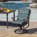 Arden 2-Pack Outdoor Patio Dining Chair Cushion, 20x44, Rain-Proof Seat Pad, Fade-Resistant Outdoor Cushion Sapphire Aurora Blue Damask
