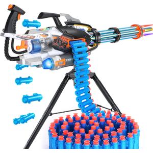 Ouzhimanxing Automatic Gatling Blasting Toy Foam Blasters, Soft Bullet Toy Gun for Kids, Gatling Shooting Model Kit for Adults with 80 Soft Foam Bullets, Kids’ Revolving Toy Gun