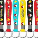 86PCS For Cute P.o.kemon Birthday Party decorations Set Included 12 Bracelets, 12 Acrylic Pins, 12 Keychains, 50 Stickers, for Boys and Girls Cartoon Theme Party