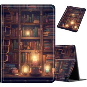 Case for Amazon Fire HD 8 Tablet (8th/7th/6th Generation, 2018/2017 / 2016 Release) 8", Slim PU Leather Adjustable Stand Cover with Smart Sleep/Wake for Fire HD 8 Tablet Case, Library