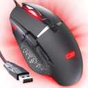 C309 Gaming Mouse Wired, Ergonomic Gamer Mouse PC Gaming Mice USB Optical Computer Mouse with RGB Backlit, 6 Adjustable DPI Up to 7200, 8 Programmable Buttons for Windows XP, 10, 8, 7, Mac OS, Linux