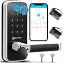 Smart Lock with Handle: Wi-Fi Keyless Entry Door Lock - Smart Locks for Front Door - Biometric Fingerprint Door Lock - Smart Door Lock with Keypad - Garage Door with App Control - Auto Lock