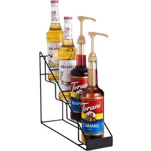 Mustry Coffee Syrup Rack for Coffee Bar Accessories, Fits with Torani and Monin Syrup, Coffee Bar Organizer Holds 4 Bottles