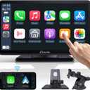 Carpuride Portable Wireless CarPlay Screen for Car- 7 Inch Car Play Screen Compatible with Android Auto and Apple CarPlay - Multimedia Player, Bluetooth, Navigation Screen for All Vehicles