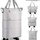 VOOWO Rolling Duffle Bag, Expandable Foldable Carry On Luggage with Wheels, Large Weekend Bag (Grey)