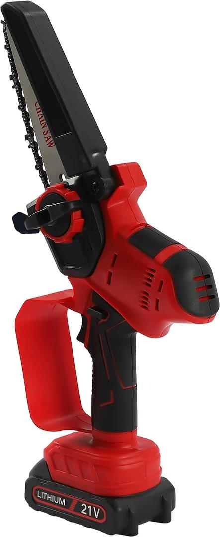 Handheld 6-inch Chainsaw Electric Chainsaw Rechargeable Battery Powered 43.75ft/s 5.9in Cutting diameter with 2 * 21V 1500mAh Lithium Battery for Tree Trimming and Branch Pruning Wood Cutting