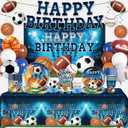222Pcs Sports Birthday Party Decorations- Amp Up Your Sports Themed Party for 25 Guests. Includes Banner, Plates, Tablecloth, Cupcake Toppers and Aluminum Balloons for Boy Birthday Party Decorations