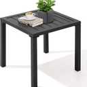 Crestlive Products Aluminum Outdoor Side Table, Pool Lounge Chair Side Table, Weather Resistant Small Square Coffee End Table for Patio, Yard, Garden, Porch, Deck, Indoor, Outdoor (Black)
