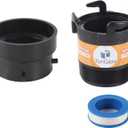 TonGass RV Sewer Pipe Adapter 3" Rotating Rigid Bayonet Adapter with Male Thread & Hooks, Termination Fitting with 3" Bayonet & Hub, RV Sewer Hose Connector for Waste Disposal - Black (1 x Combo Pack)