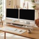Fenge 42.5" Dual Monitor Stand with Clear Acrylic Legs, Oak
Clear Acrylic, Storage Compartment, 2-tier Home Office Monitor Riser, Wide Large Desktop Shelf Fit Monitor/Laptop/Printer