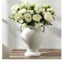 Ceramic Rustic Flower Vase with Handles, 8.46 Inch Tall Vintage Pottery Home Decor, Farmhouse Terracotta Vase for Living Room, Table, Shelf, Mantel Decoration, Farmhouse- Off-White