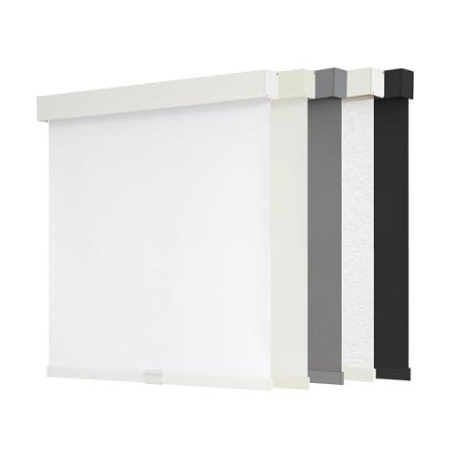 AOSKY Blackout Roller Shades Cordless Blinds for Windows, Free-Stop Shades with Valance, Thermal Insulated Fabric, UV Protection, Natural Woven Blinds for Home and Office (74" W x 72" H, White)