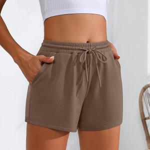 1 Pc Neer Womens Sweat Short Comfy Casual Lounge Drawstring High Waist Summer Athletic Shorts with Pocket 2025 (XL, Brown)