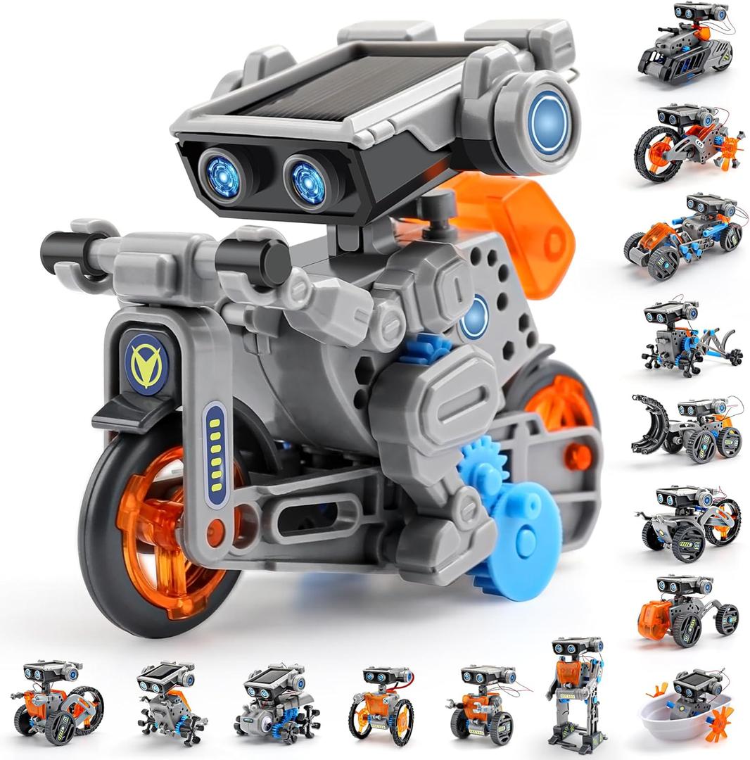 Solar Robot Building Kit STEM Gift for Boys Aged 8-13, DIY 15-in-1 Educational Science Building Toy, Solar or Battery Powered Robotic Set for Children Birthday with 212 Pieces