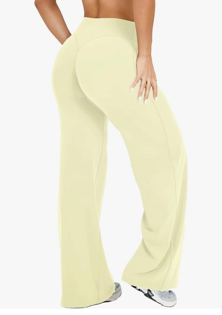 Tryto SoftMotion Straight Leg Bottoms Women Workout Leggings Fitness Gym Outdoor Sports Yoga Pants, Yellow, M