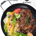 14-Inch Nonstick Hybrid Frying Pan with Lid, Ceramic Coated Tri-Ply Stainless Steel Induction Chef's Pan, Large Skillet, PFOA Free, Oven & Dishwasher Safe for All Stoves, Detachable Handle
