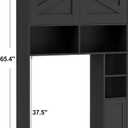 Homhedy Wooden Over The Toilet Storage Cabinet with Barn Door, 7.8"D x 30.7"W x 65.4"H