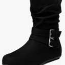 Luoika Women's Wide Width Low Heel Side Zipper Ankle Boots 9 wide