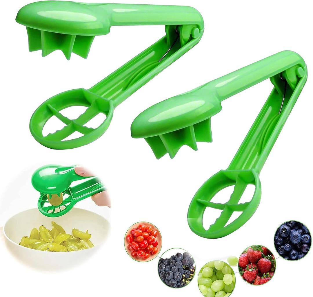 2PCS Grape Cutter Slicer for Tomatoes, Cherries, Strawberries, Fruits and Vegetables, Quarters Kitchen Gadget, Green