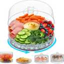 4-in-1 Small Premium Rotating Chilled Serving Tray, 9.05" Ice-Cooled Party Platter with 4 Compartments  Perfect for Fruit, Cake, Desserts, and Shrimp Cocktails  Keeps Food Fresh & Cool