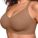 Vertvie Bras for Women No Underwire Wireless Push Up Seamless Full Coverage Comfort Sports Everyday Bra Regular & Plus Size (Medium, Brown)