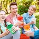 LemonRoad 100 Pack 16 oz Clear Plastic Cups with Strawless Sip Lids Disposable Halloween Party Coffee Cups with Rainbow Colors Sip Lids in 5 Colors Hot Cold Drink Tumblers for Iced Coffee Smoothies