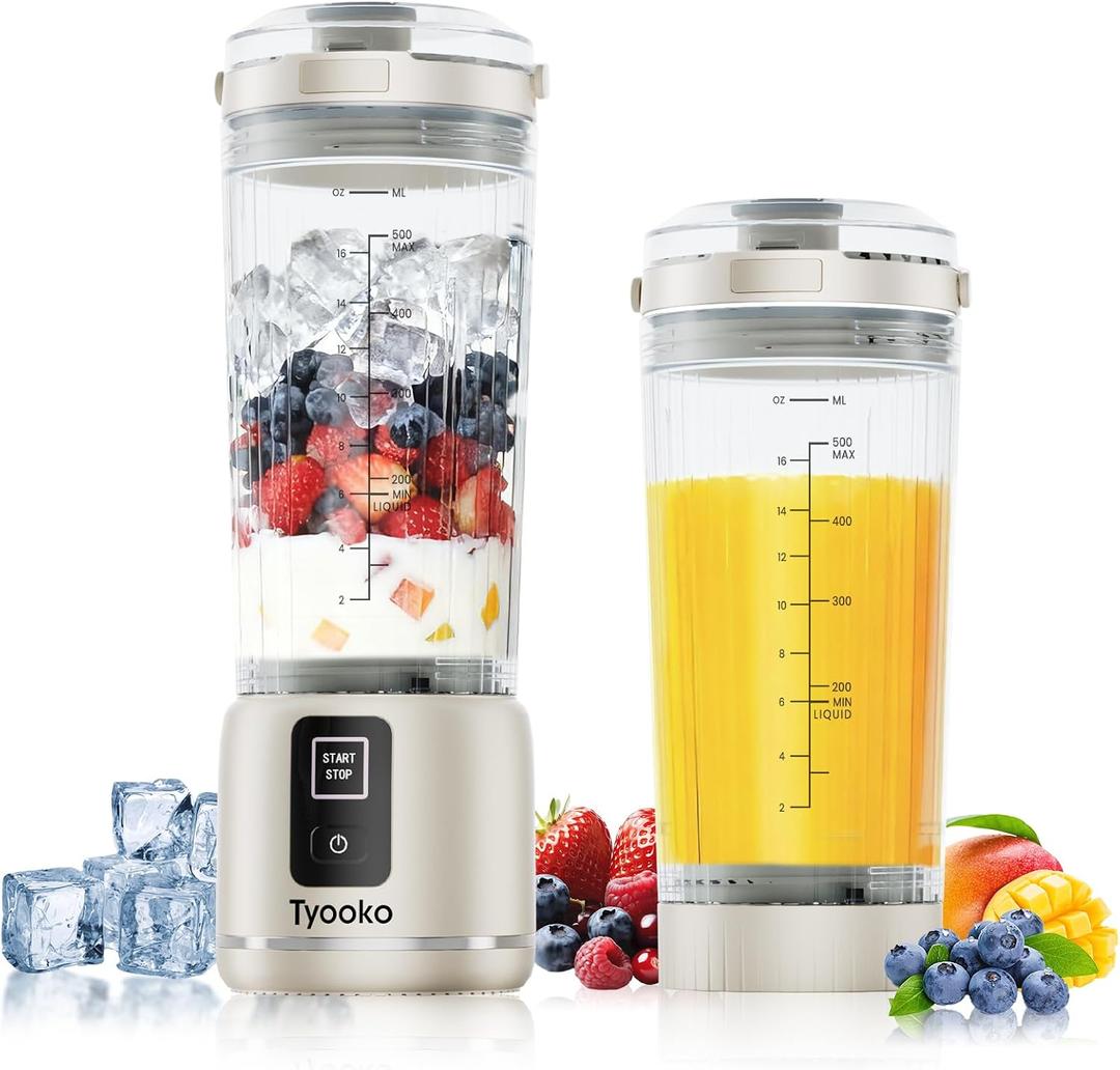 Portable Blender for Smoothies and Shakes, 18oz Rechargeable Electric Personal Juicer Cup with Dual Mode, 6 Sharp Blade Drink Mixer Bottle with Leakproof-Lid & Sip Spout for Kitchen/Travel/Gym (White)