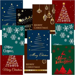 Fancy Land Foil Christmas Greeting Cards with Envelopes 24 Christmas 4 X 5.25 Foil Embellished Cards