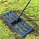 Lawn Leveling Rake, 30 x 10 in Stainless Steel Levelawn Tool with 78 in Adjustable Handle, Heavy Duty Yard Leveler for Soil, Sand, Compost, Backyard, Garden and Golf Course (Green)