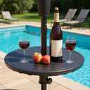 Outdoor Adjustable Umbrella Table Tray, 20'' Portable Round Umbrella Table Top for 1.5ft Patio Umbrella Pole, Black.