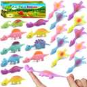 38 Pcs Slingshot Dinosaur Finger Toys, Classroom Gifts Flying Dinosaur Party Favors for Kids, Sticky Rubber Dino Fidget Toys, Funny Gag Gifts for Boys Girls