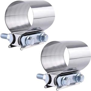 2Pcs 2inch Butt Joint Exhaust Band Clamp, Stainless Steel, Exhaust Muffler Clamp, 50MM