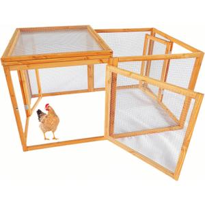 Large Chicken Coop Run Box, Waterproof Outdoor Coop, Acrylic Roof, Holds 4-6 Chickens, Wooden Duck Rabbit Cage