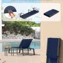 Aluminum Chaise Lounge Chair Outdoor, Foldable & Assembly Free Patio Pool Lounge Chairs 5-Position Recliner for Poolside, Fully Grounded Legs Sun Lounger, Navy Blue, Product Dimensions 71.7"D x 23.6"W x 39.8"H