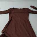 Relety Women's Bodycon Maxi Dresses Ribbed Long Sleeve Lounge Long Dress Square Neck Formal Casual Dresses for Women (Medium, Coffee)